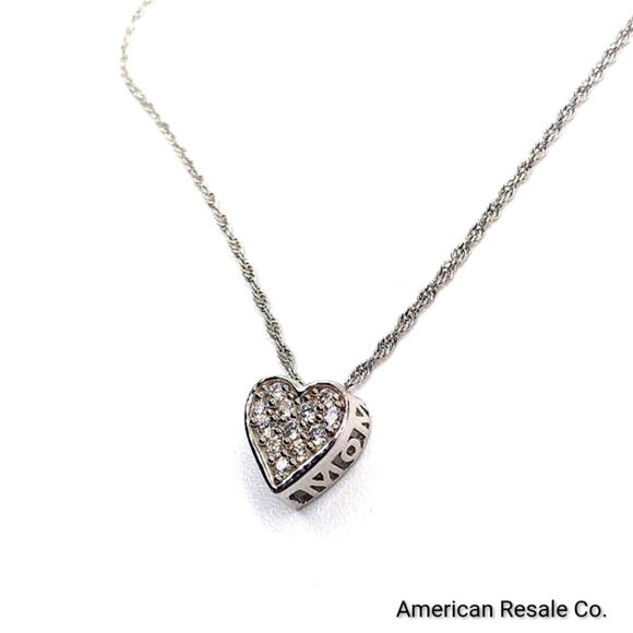 Silver Stars Collection Jewelry - Sterling Silver Pave Cubic Zirconia Heart "MOM" Pendant Necklace